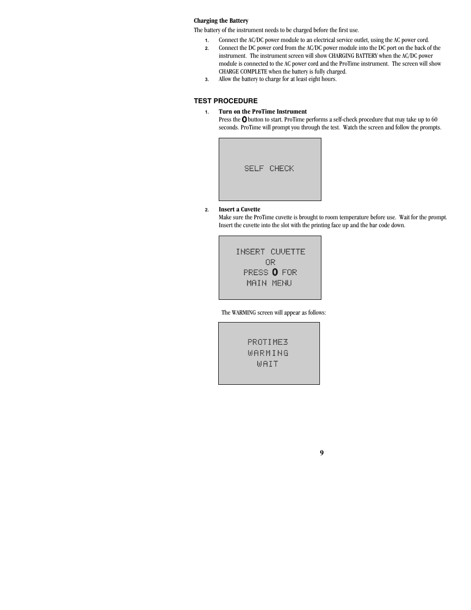 Test procedure | ITC ProTime Microcoagulation System User Manual | Page 9 / 36