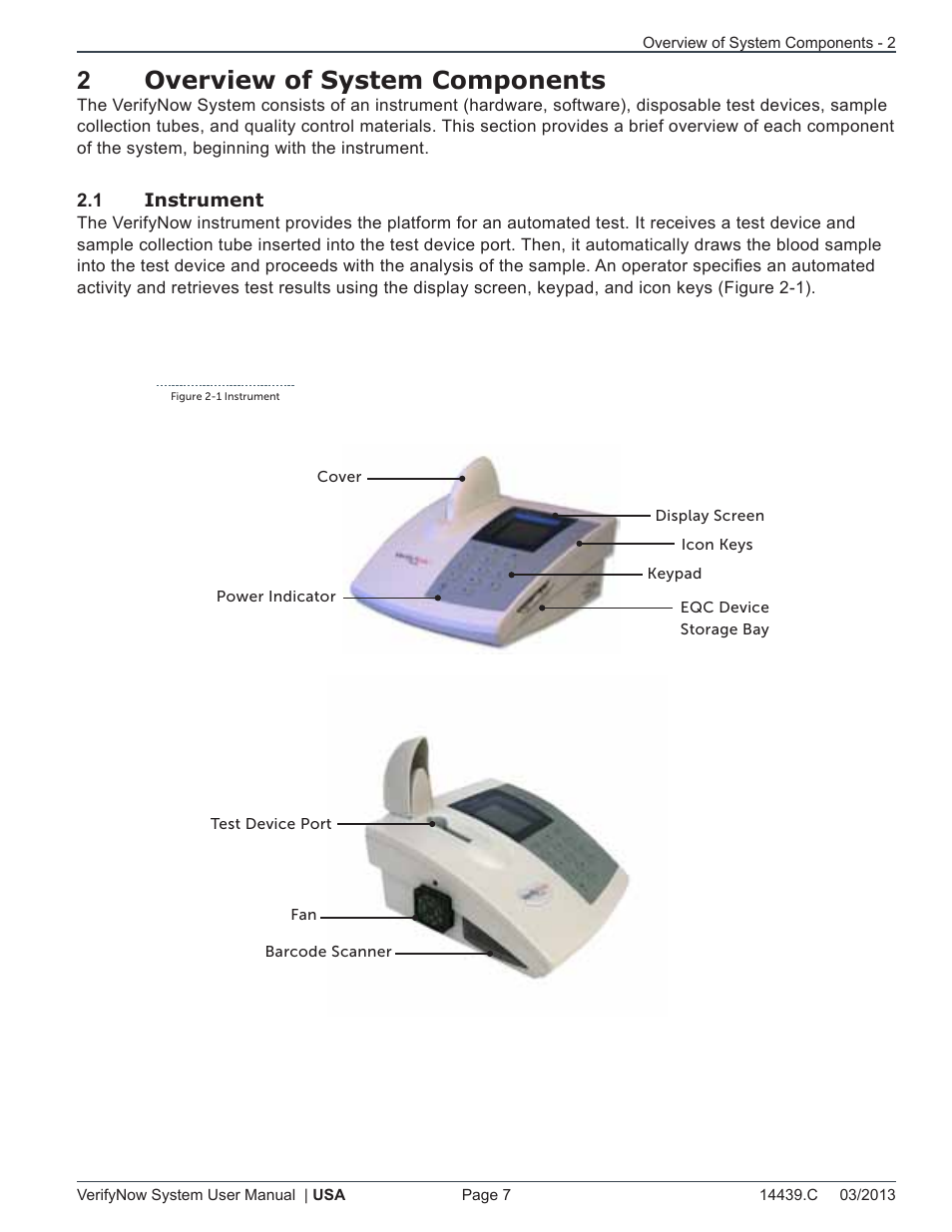 2overview of system components | ITC VerifyNow System Platelet Reactivity Test User Manual | Page 11 / 104