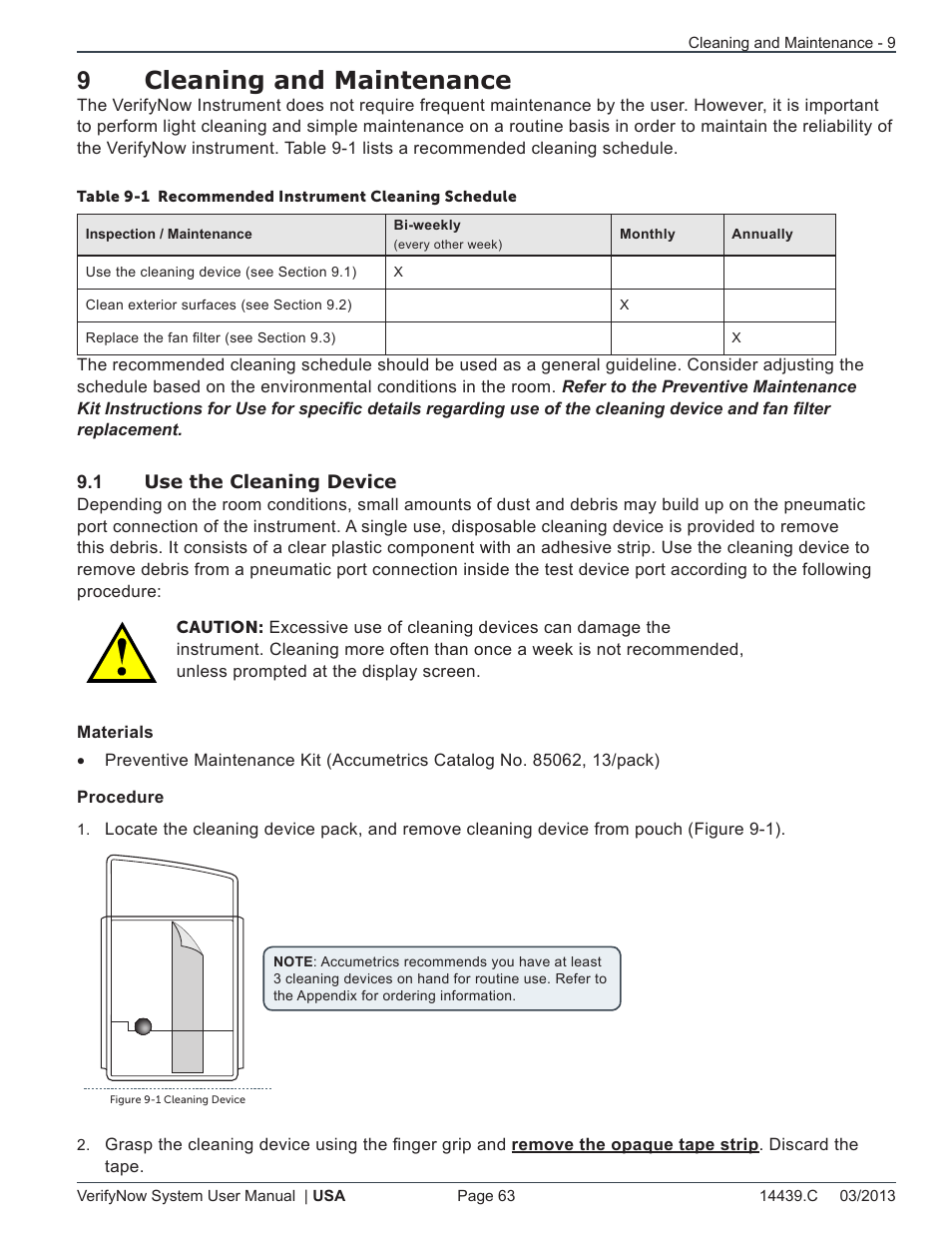 9cleaning and maintenance | ITC VerifyNow System Platelet Reactivity Test User Manual | Page 67 / 104