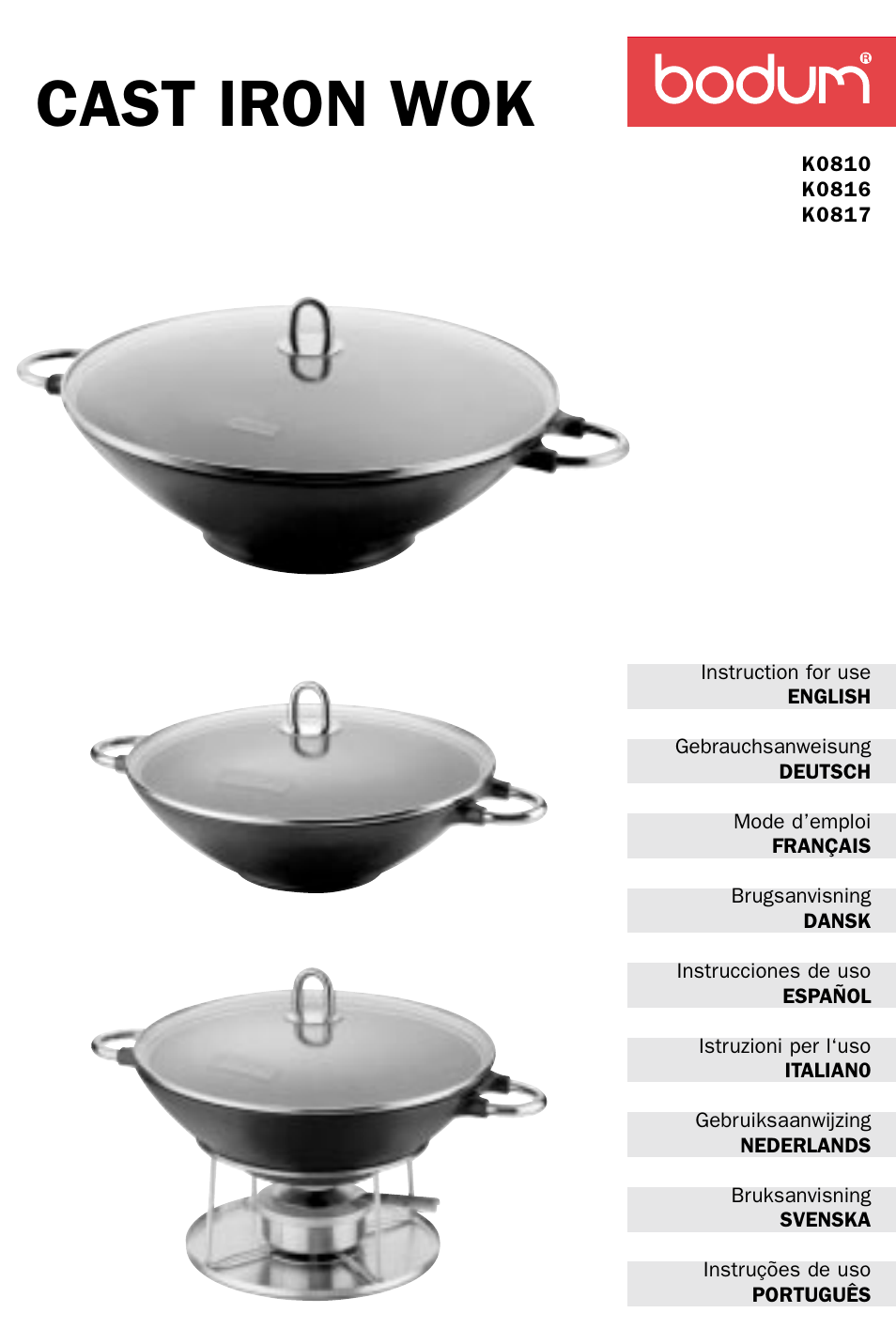 Bodum K0810 User Manual | 12 pages