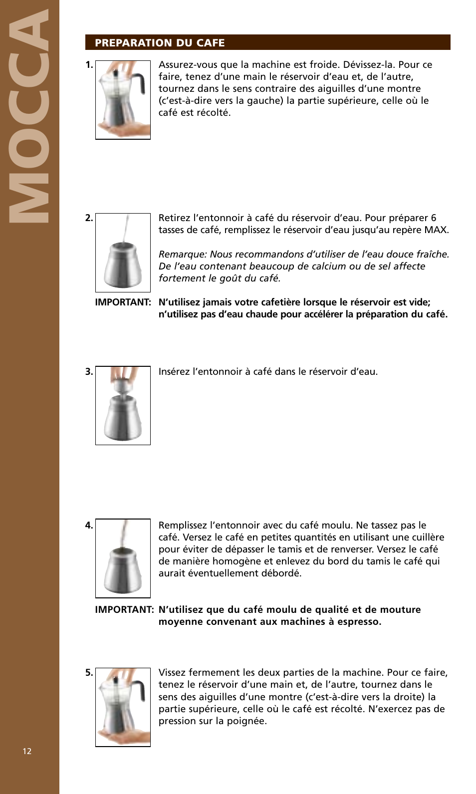 Mocca | Bodum MOCCA 1176 USA User Manual | Page 12 / 16