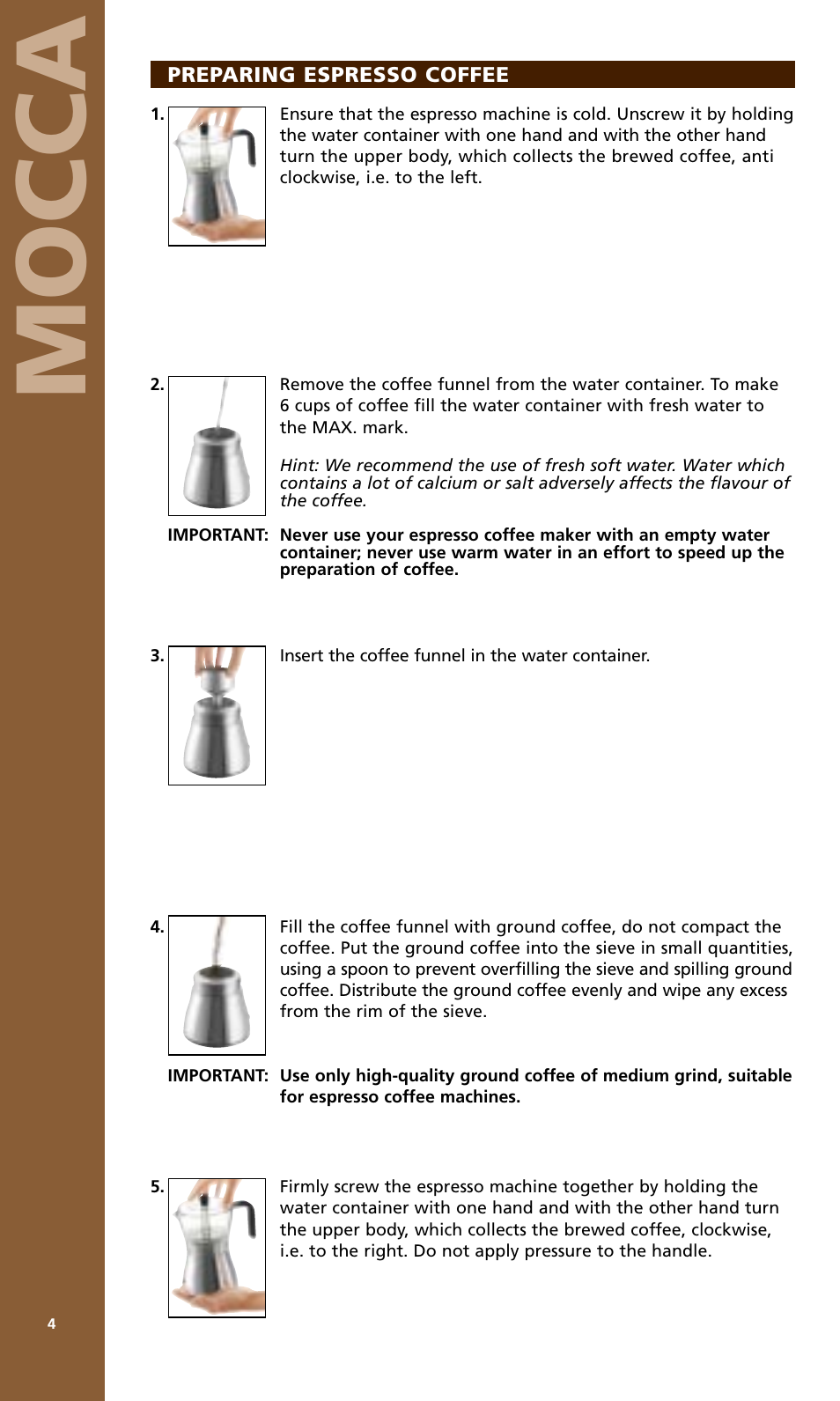 Mocca | Bodum MOCCA 1176 USA User Manual | Page 4 / 16
