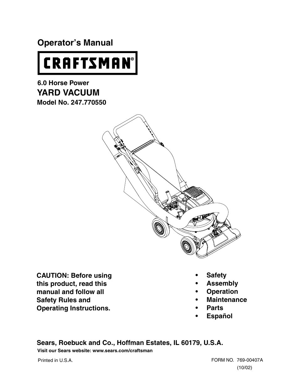 Craftsman 247.770550 User Manual | 21 pages