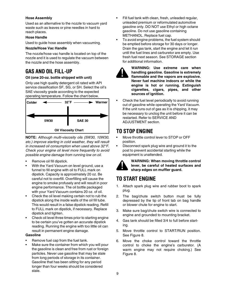 Gas and oil fill-up | Craftsman 247.770550 User Manual | Page 9 / 21