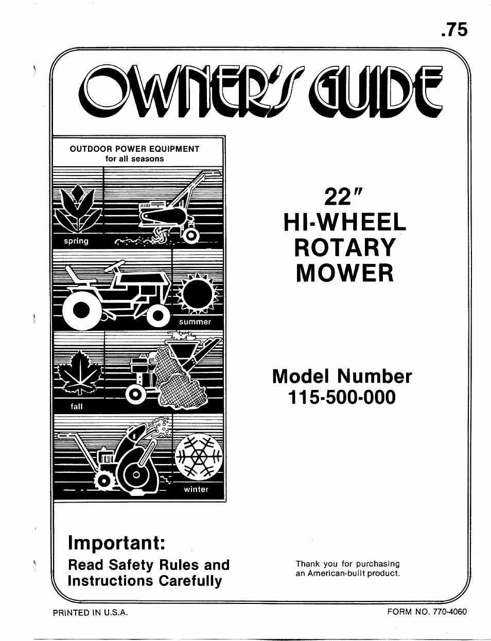 Bolens 115-500-000 User Manual | 16 pages