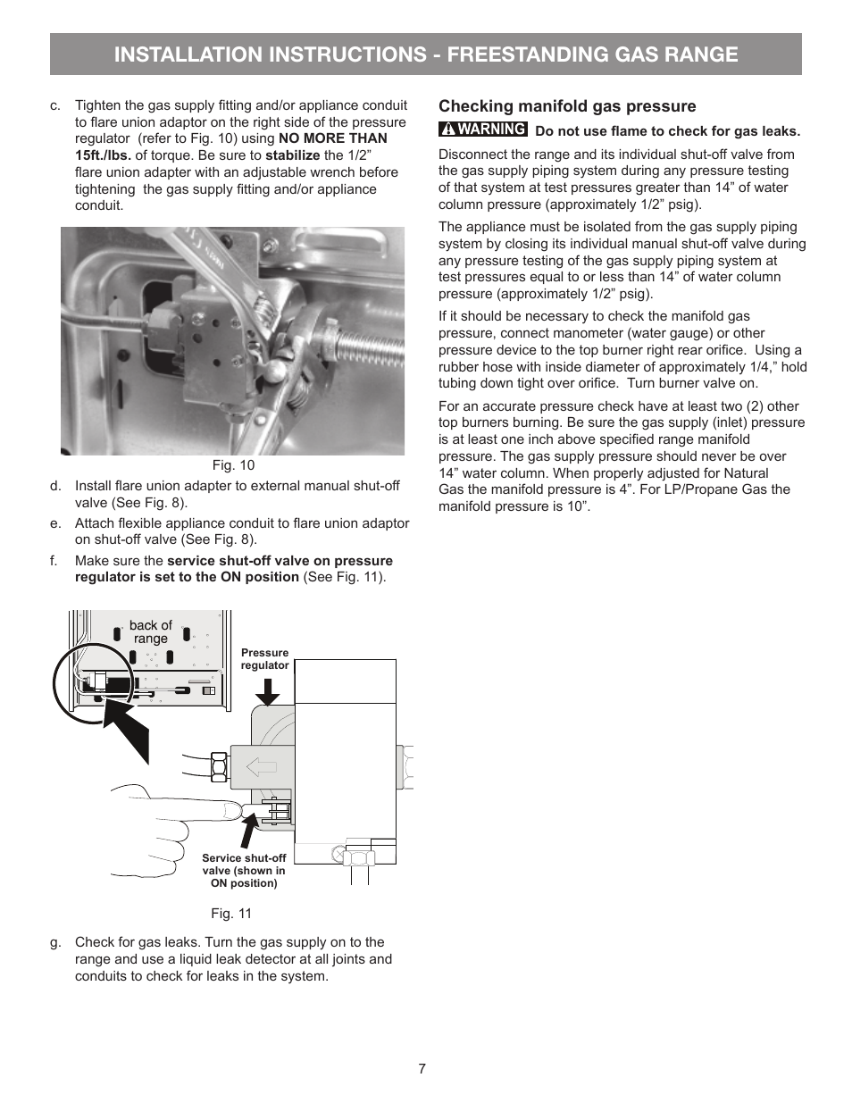 Installation instructions - freestanding gas range | FRIGIDAIRE FFGF3053LS User Manual | Page 7 / 32