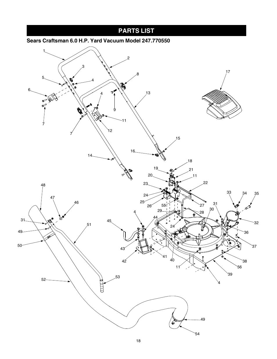 Parts list | Craftsman 247.770550 User Manual | Page 18 / 54