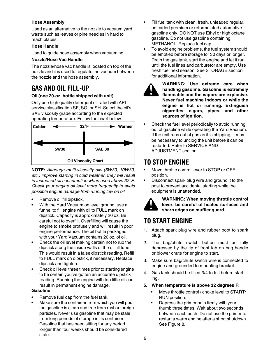 Gas and oil fill-up | Craftsman 247.770550 User Manual | Page 9 / 54