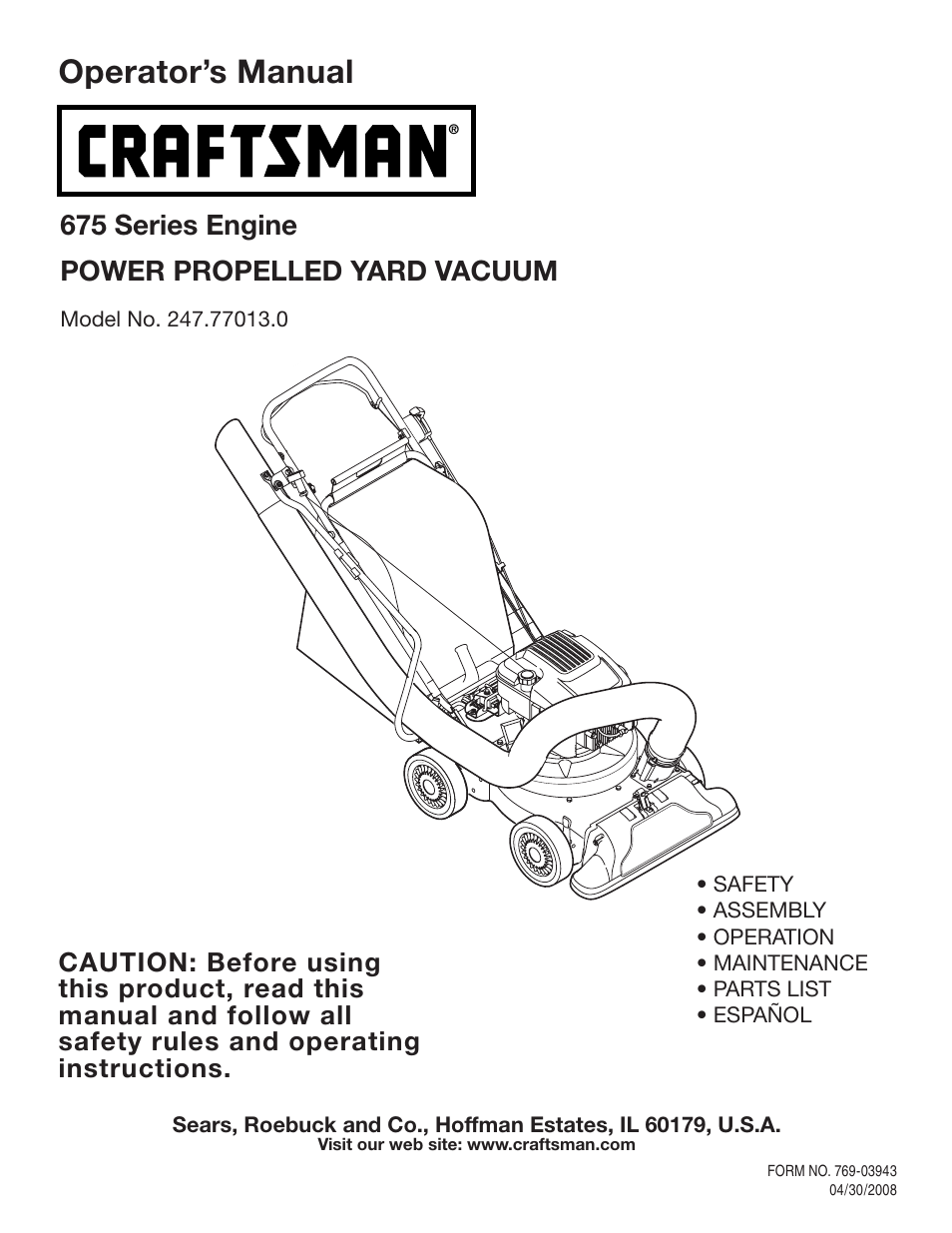 Craftsman 247.77013.0 User Manual | 64 pages