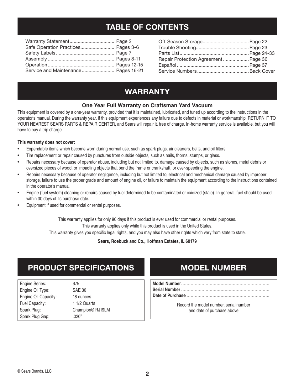 Craftsman 247.77013.0 User Manual | Page 2 / 64