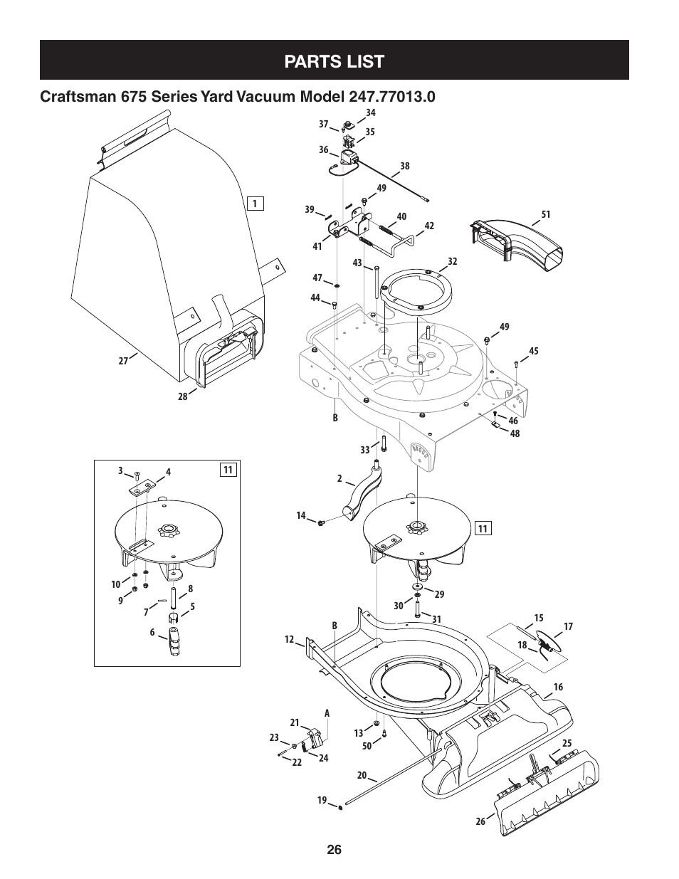 Parts list | Craftsman 247.77013.0 User Manual | Page 26 / 64