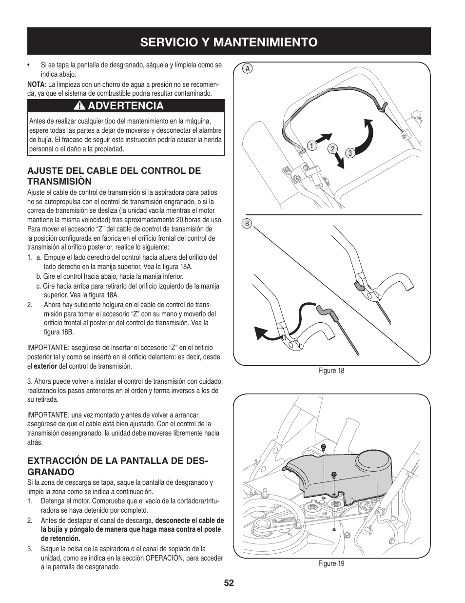 Servicio y mantenimiento, Advertencia | Craftsman 247.77013.0 User Manual | Page 52 / 64