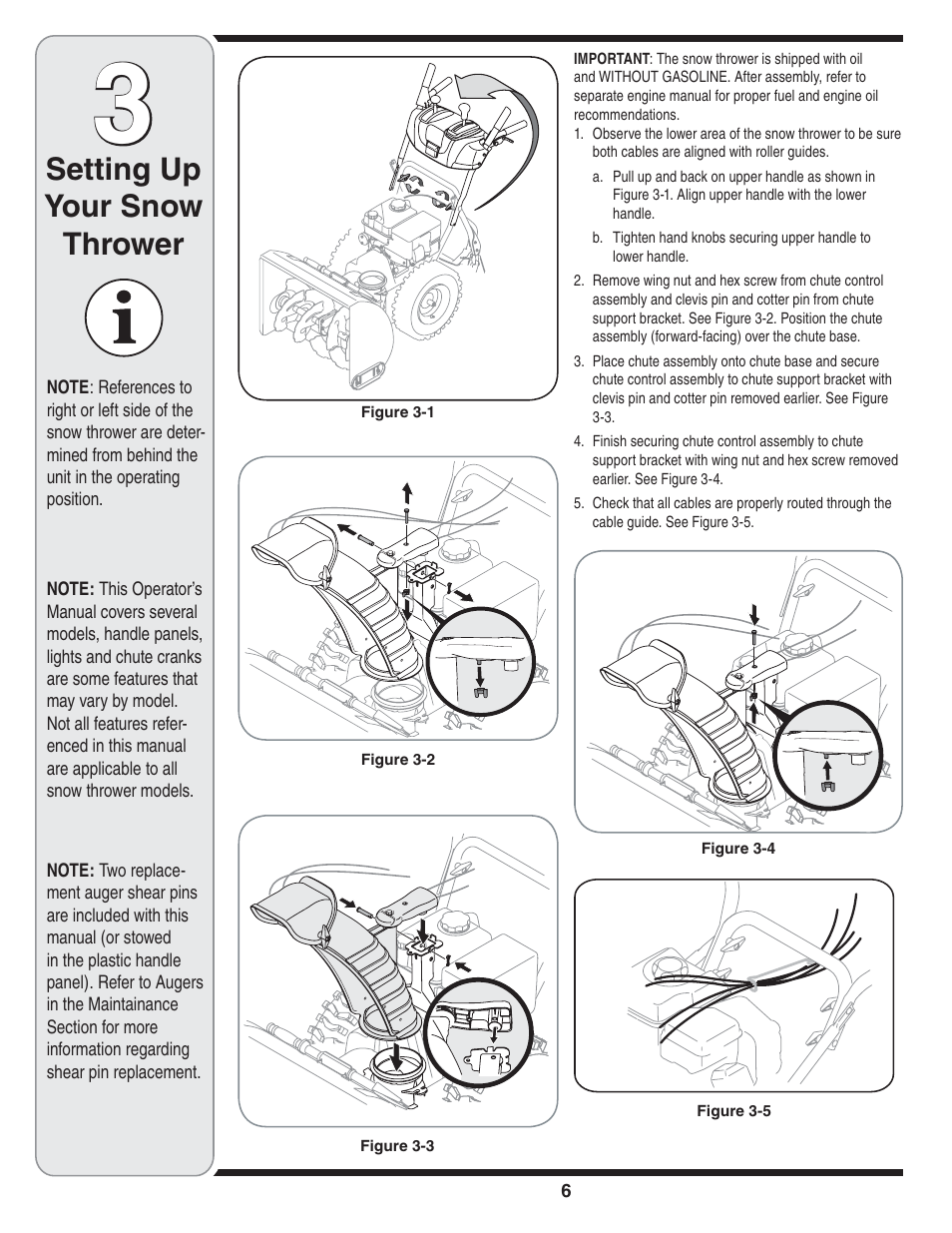 Setting up your snow thrower | Bolens 31AE6GKF500 User Manual | Page 6 / 48