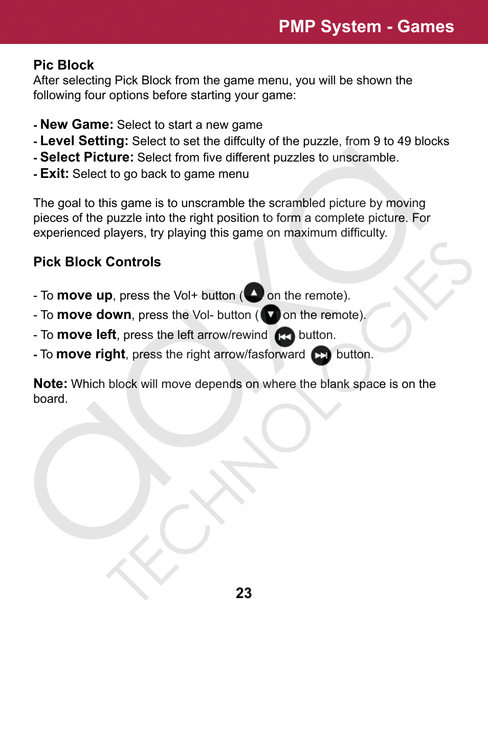 Pmp system - games | AAXA Technologies M2 User Manual | Page 23 / 28