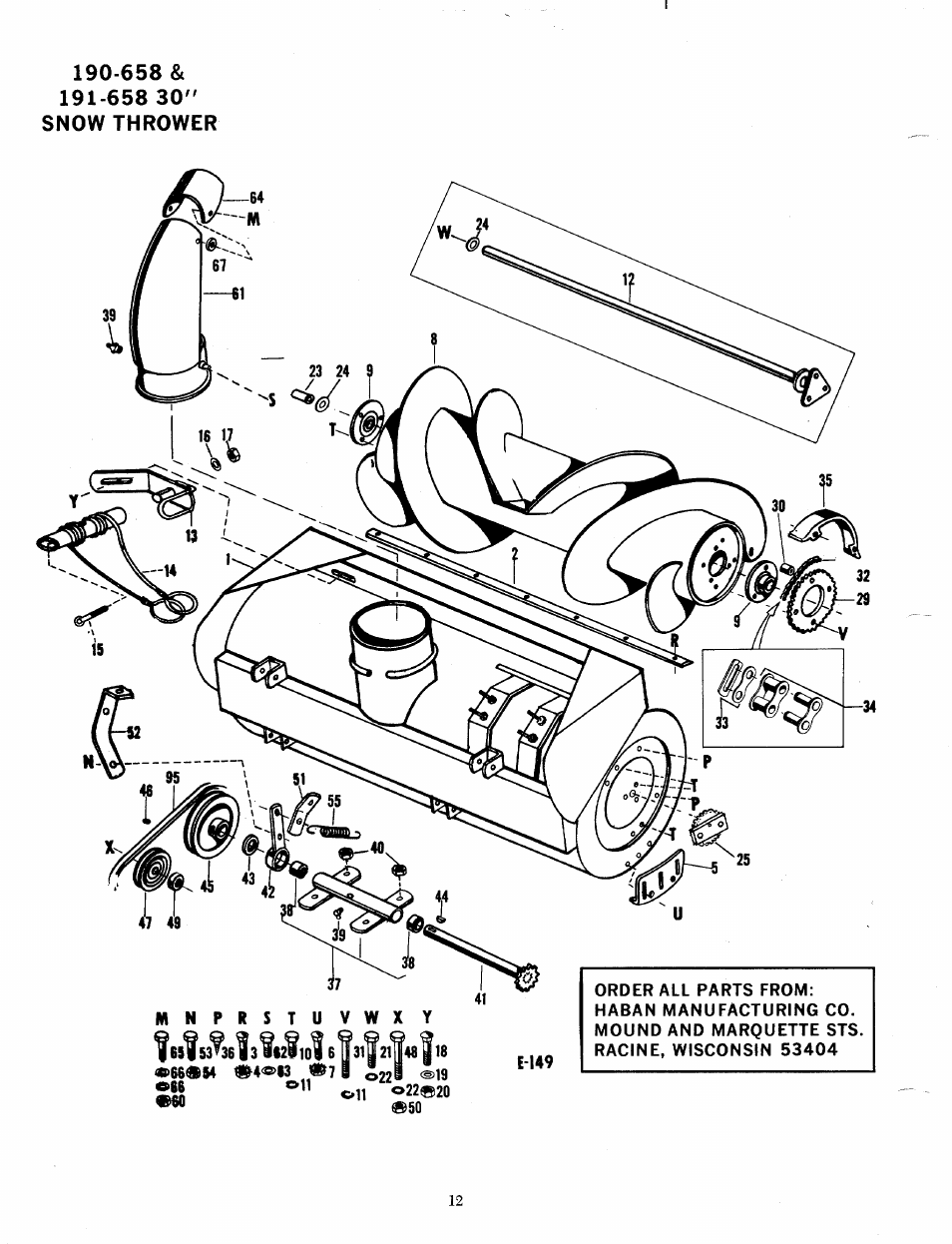 658 & 191-658 30" snow thrower, Snow thrower | Bolens 191-658 User Manual | Page 12 / 14