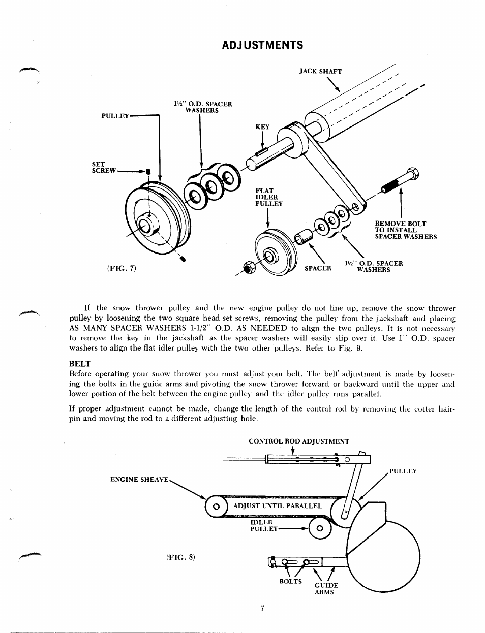 Adjustments, Belt | Bolens 191-658 User Manual | Page 7 / 14