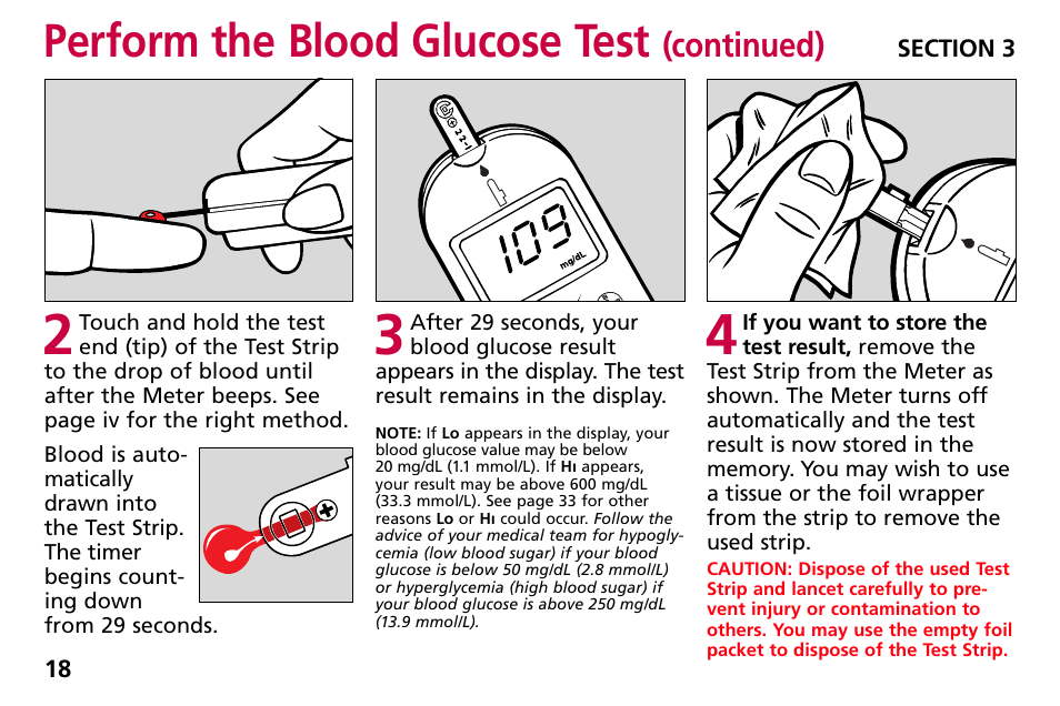 Perform the blood glucose test | Bayer HealthCare Blood Glucose Meter MODEL Ascensia Elite User Manual | Page 27 / 51