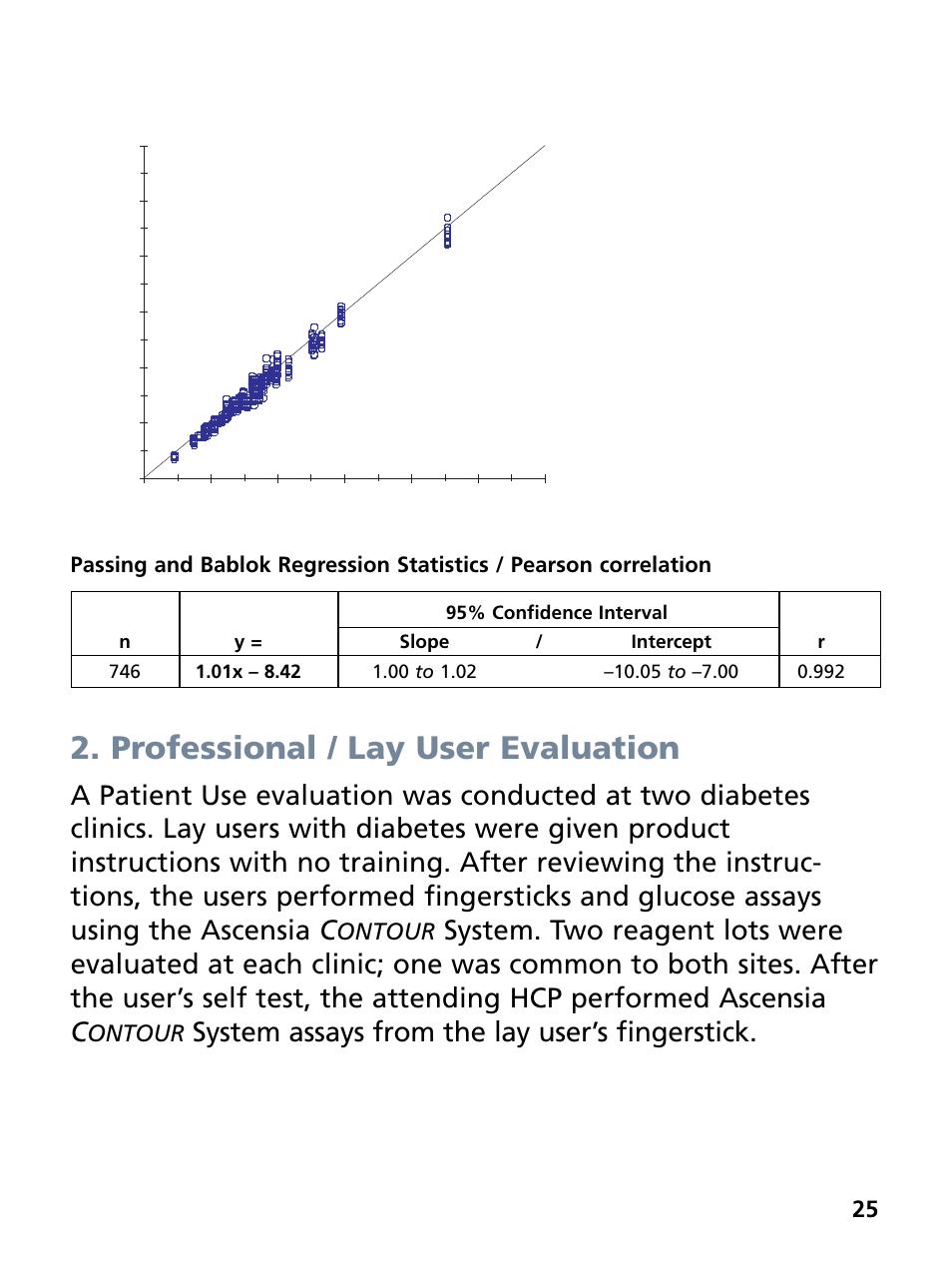 Professional / lay user evaluation, System assays from the lay user’s fingerstick, Ontour | Bayer HealthCare Ascensia Contour Blood Glucose Monitoring System User Manual | Page 29 / 46