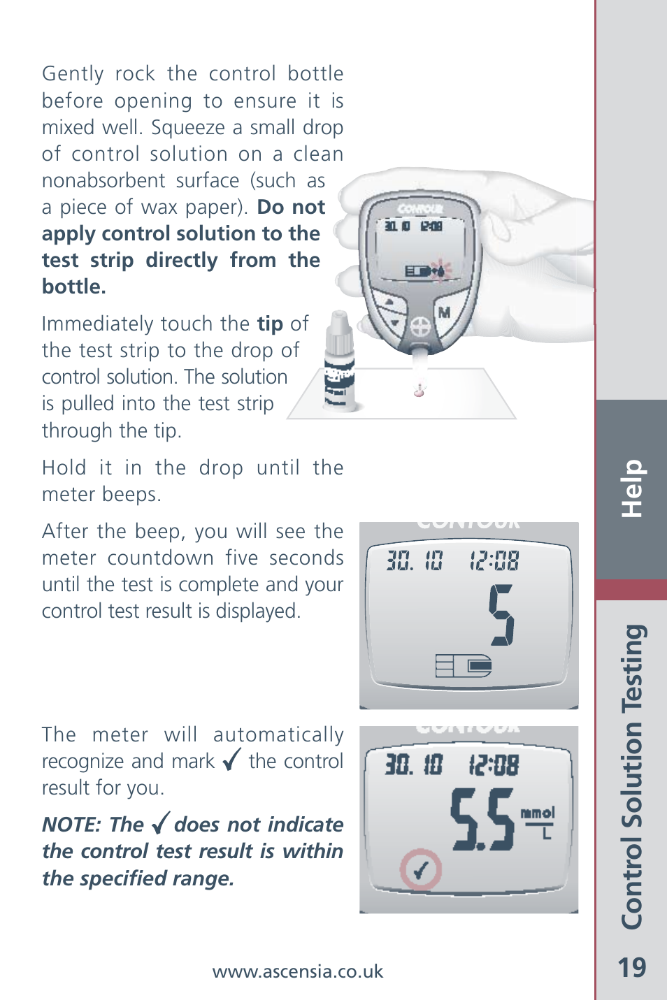 Help 19 | Bayer HealthCare Ascensia Contour Blood Glucose Meter User Manual | Page 21 / 44