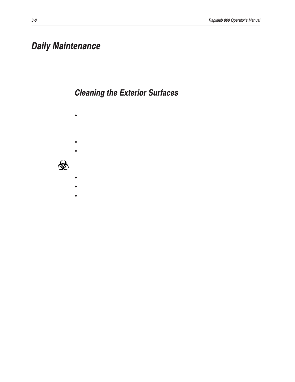 Daily maintenance, Cleaning the exterior surfaces | Bayer HealthCare Rapidlab 800 User Manual | Page 176 / 699