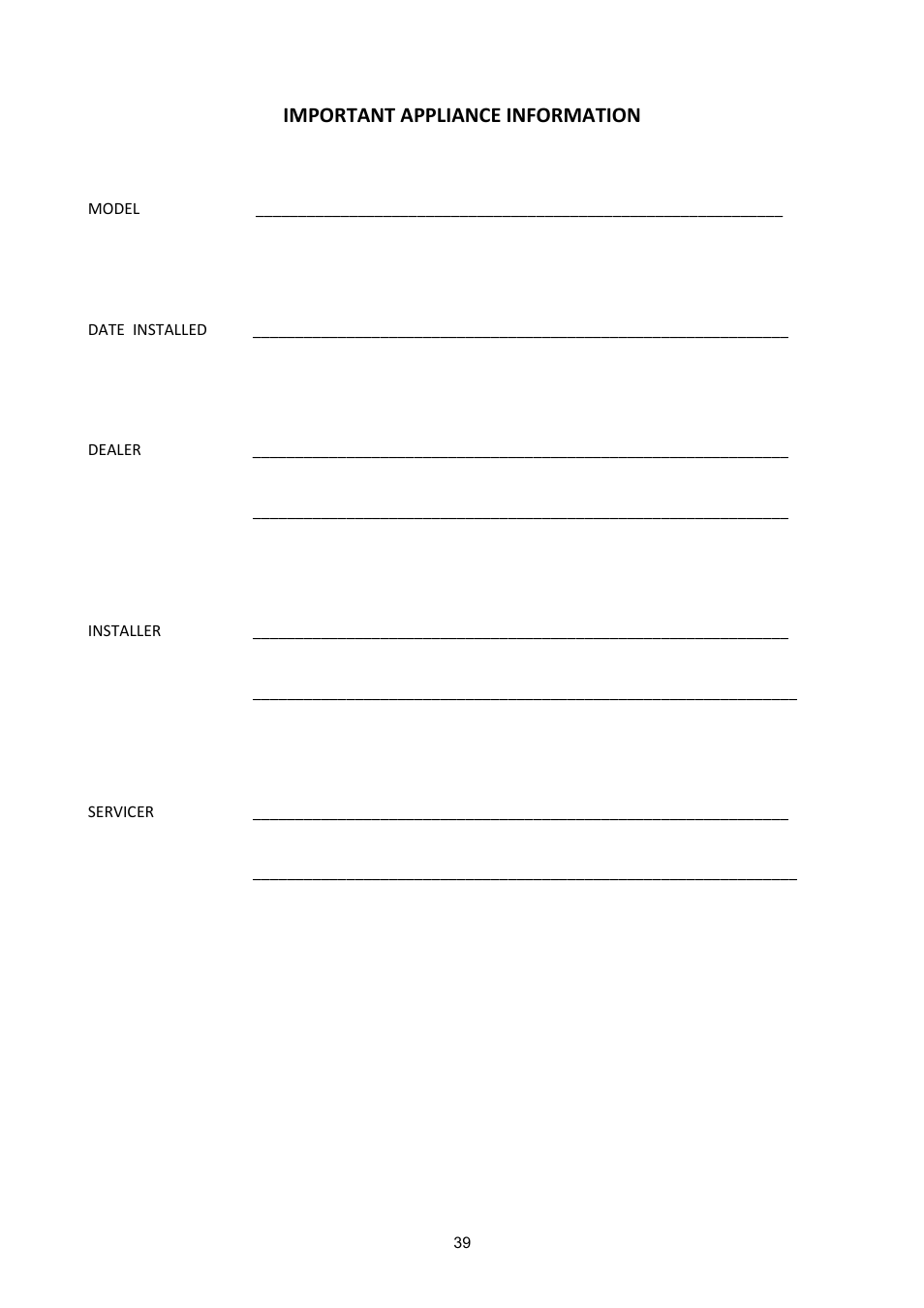 Important appliance information | Bertazzoni X304PIRVE User Manual | Page 39 / 48
