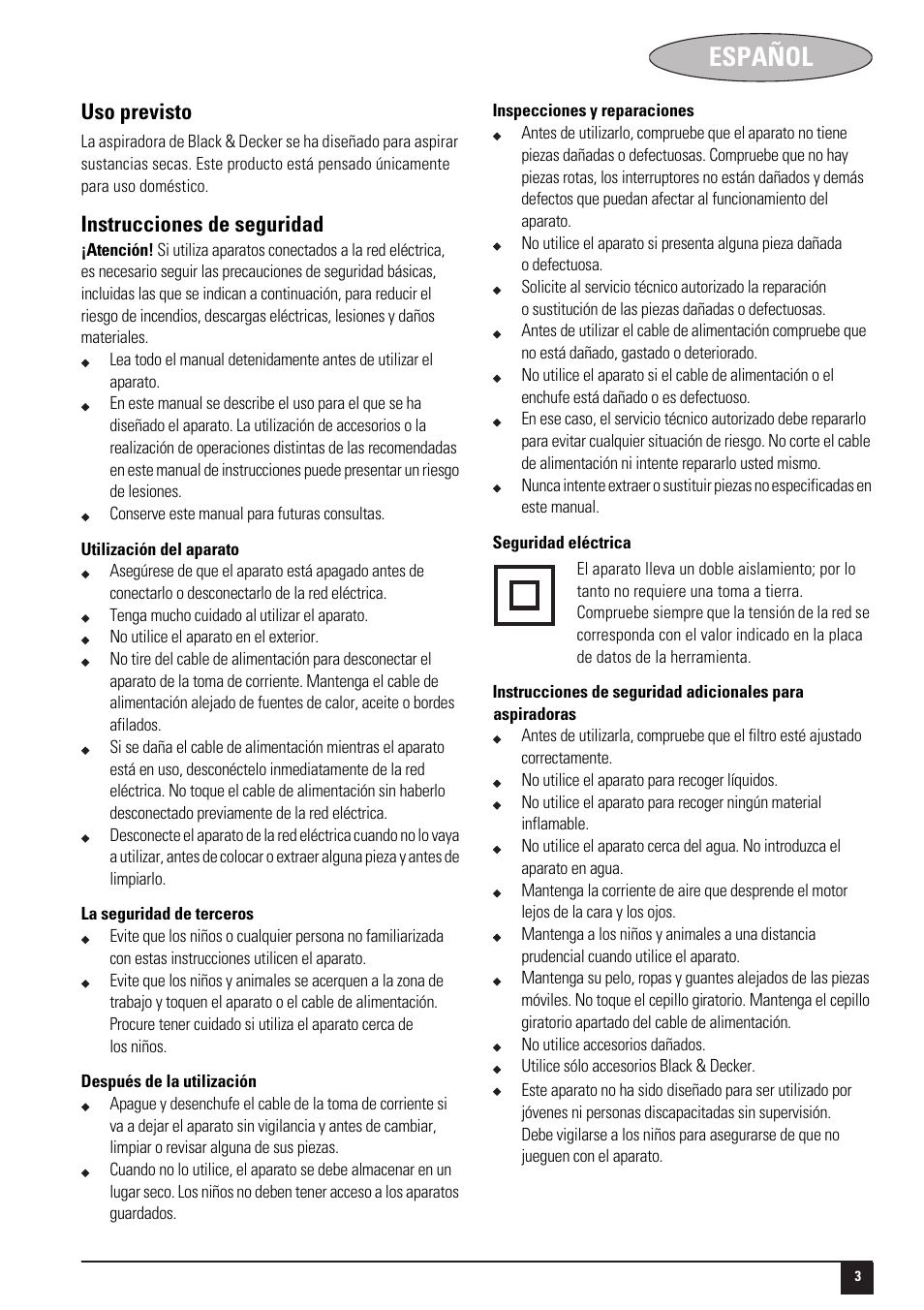 Español | Black & Decker 188214-00 User Manual | Page 3 / 13