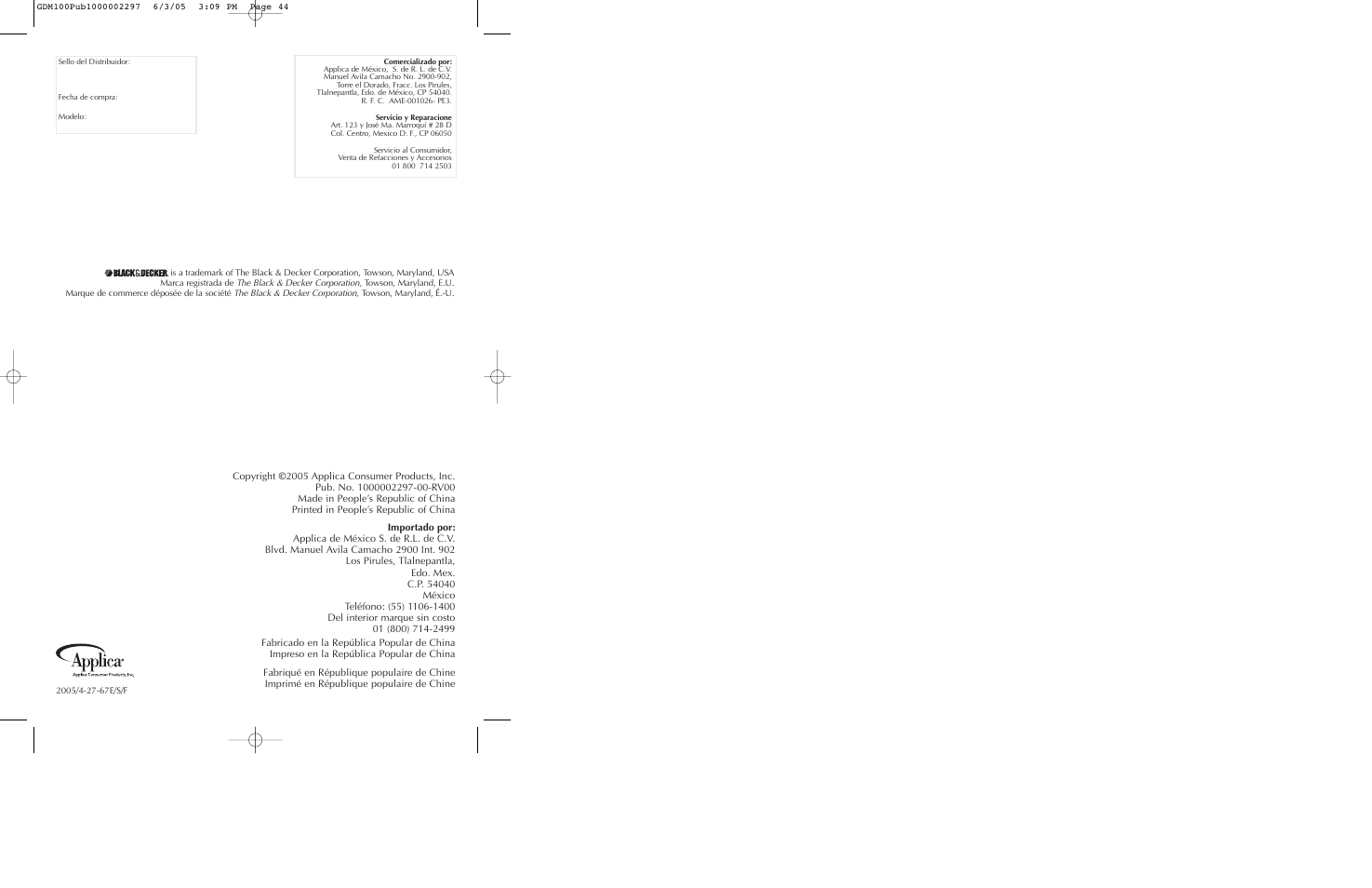 Black & Decker GDM100 User Manual | Page 23 / 23