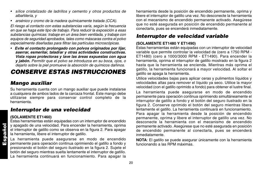 Conserve estas instrucciones | Snap-On ET 1460 User Manual | Page 24 / 28