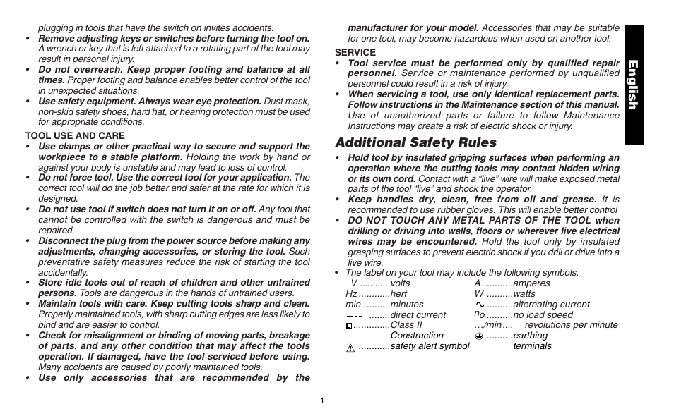 Additional safety rules, English | Snap-On ET 1460 User Manual | Page 5 / 28