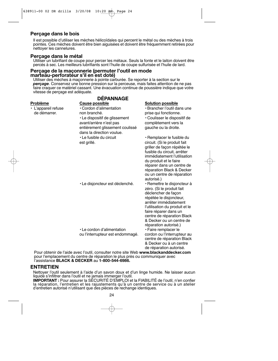 Black & Decker DR550 User Manual | Page 24 / 40