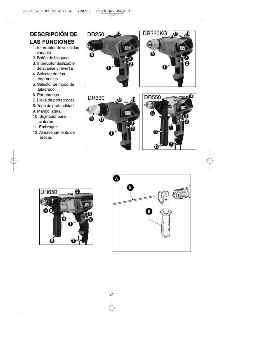 Black & Decker DR550 User Manual | Page 31 / 40