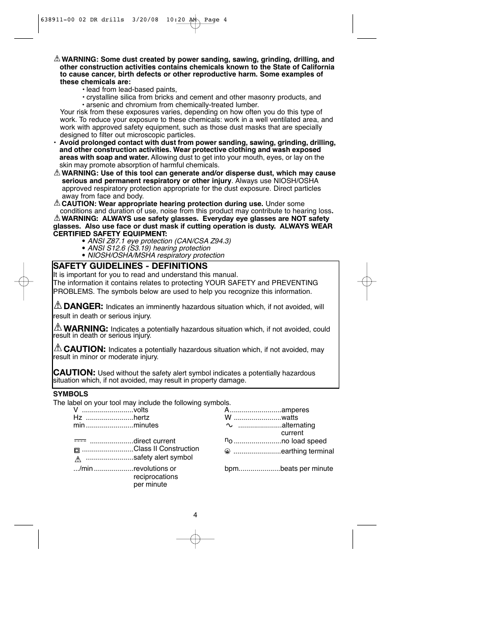 Black & Decker DR550 User Manual | Page 4 / 40