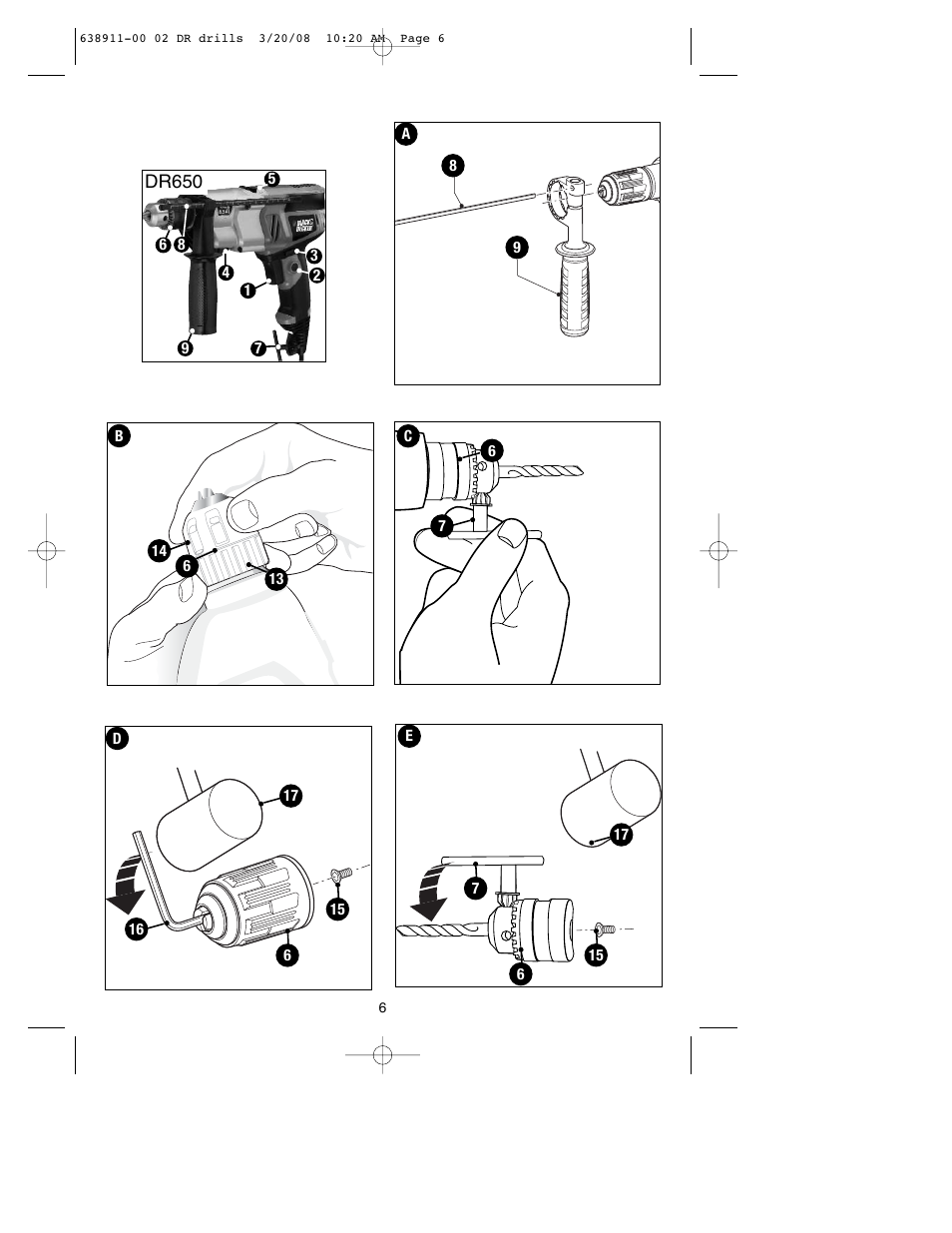 Black & Decker DR550 User Manual | Page 6 / 40
