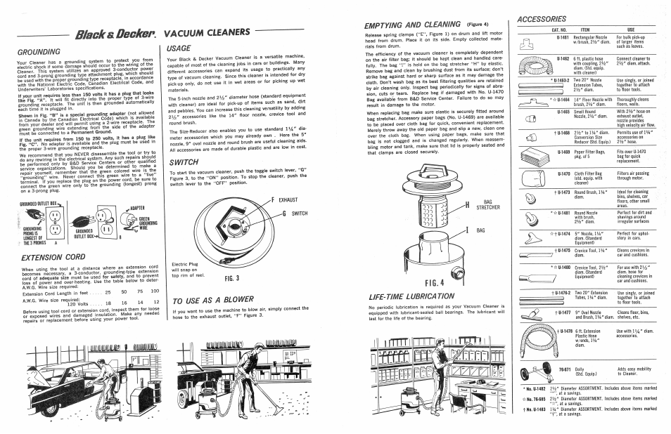 Blacks. decken, Vacuum cleaners, F i g . 4 | Black & Decker 6605 User Manual | Page 2 / 2