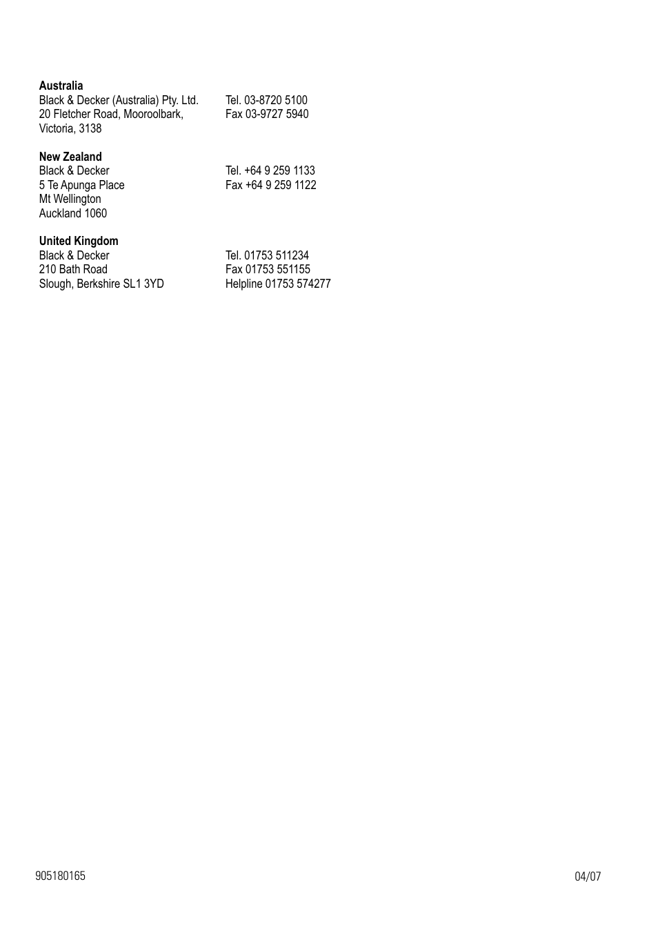 Black & Decker VN2205 User Manual | Page 16 / 16