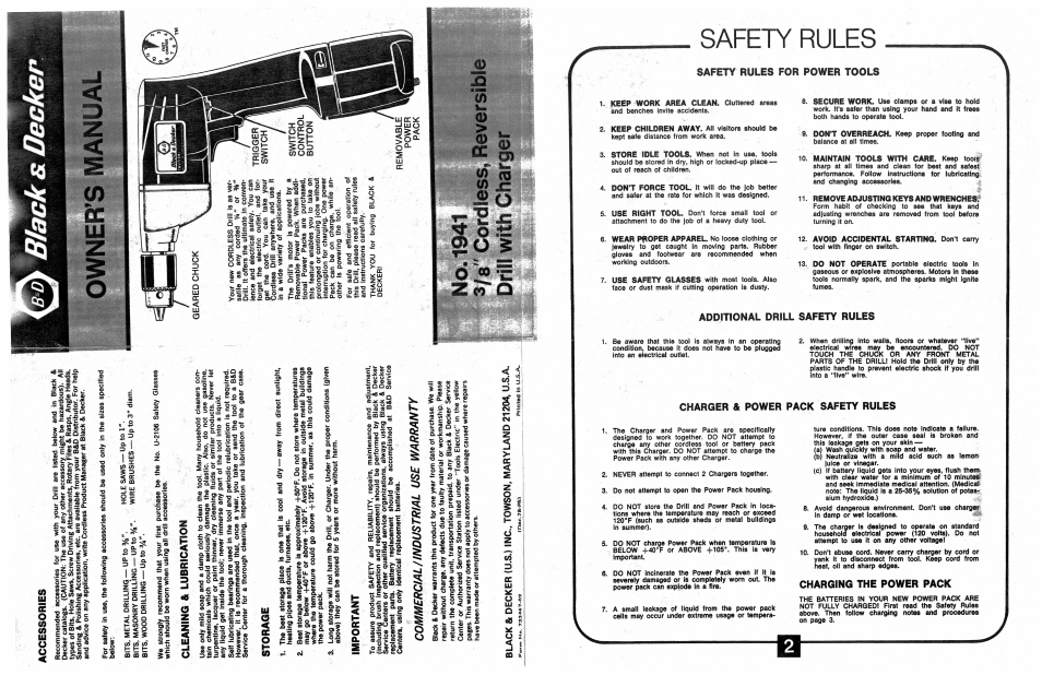 Black & Decker 1941 User Manual | 2 pages
