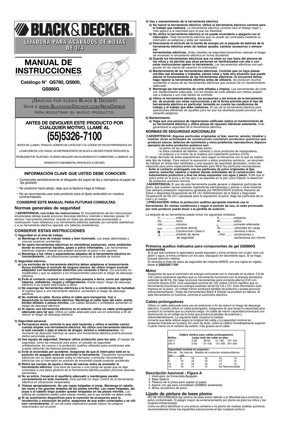 Manual de instrucciones | Black & Decker QS780 User Manual | Page 5 / 6