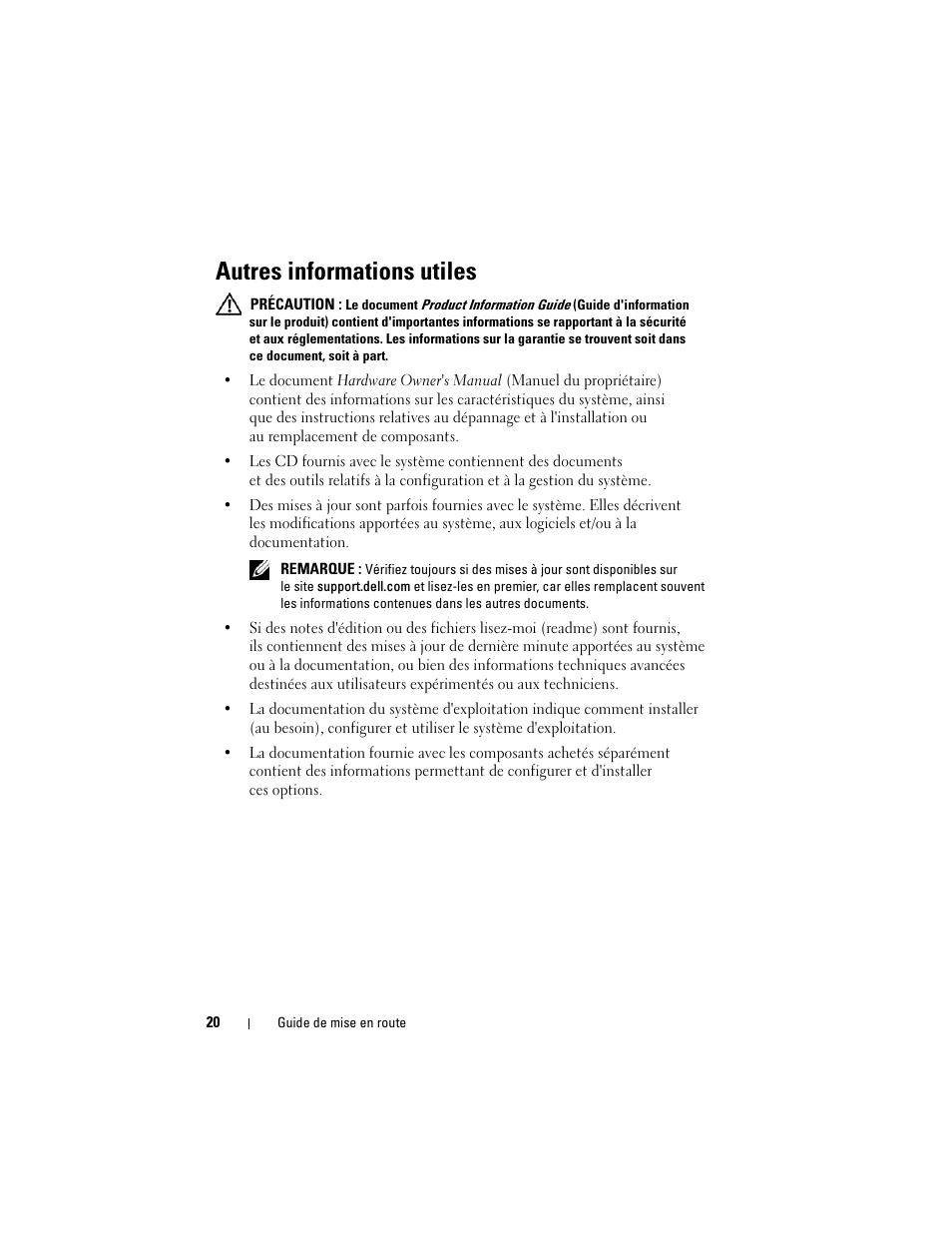 Autres informations utiles | Dell PowerEdge T605 User Manual | Page 22 / 58