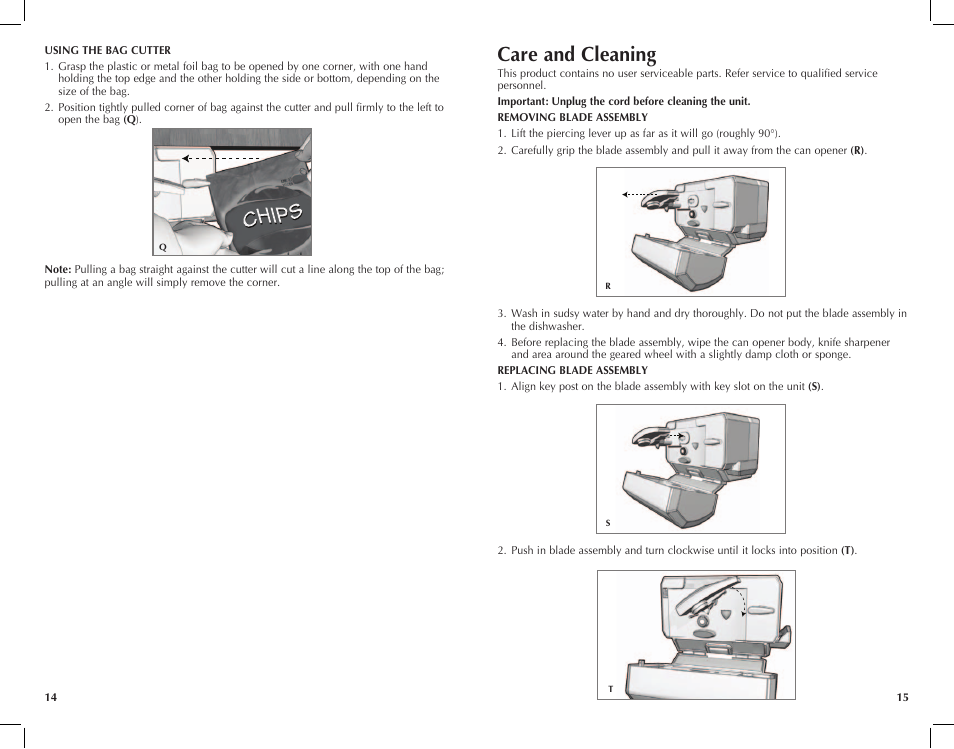 Care and cleaning | Black & Decker CO95 User Manual | Page 8 / 19