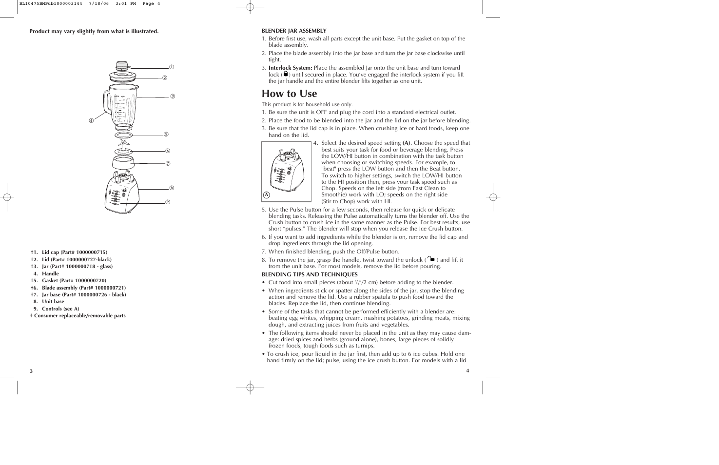 How to use | Black & Decker BL10475BM User Manual | Page 3 / 13