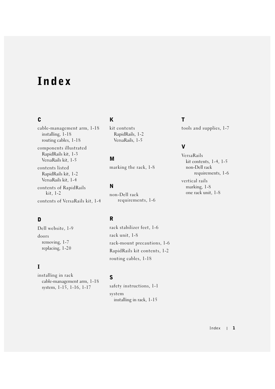 Index | Dell PowerVault 715N (Rackmount NAS Appliance) User Manual | Page 25 / 132