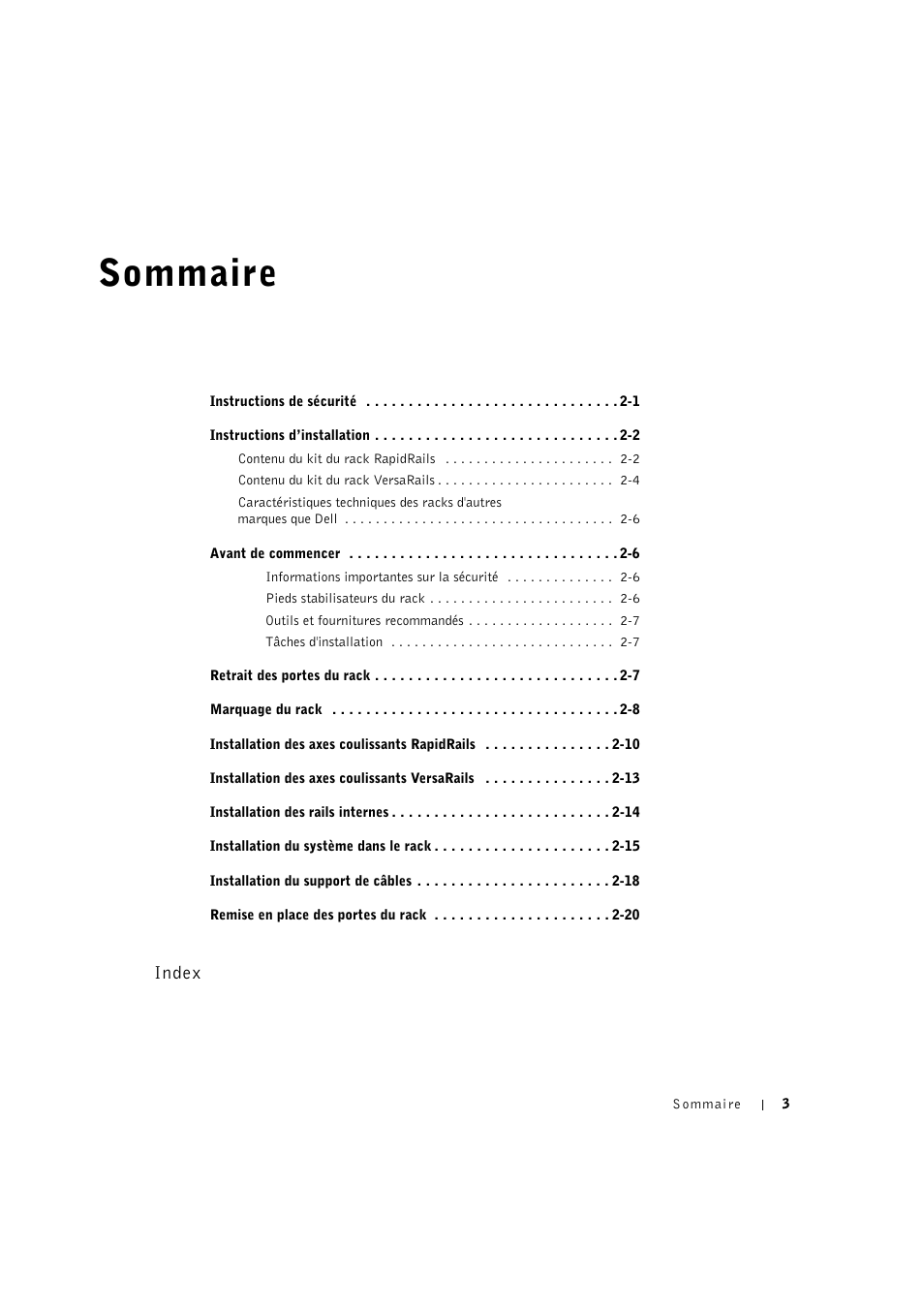 Sommaire, Index | Dell PowerVault 715N (Rackmount NAS Appliance) User Manual | Page 29 / 132