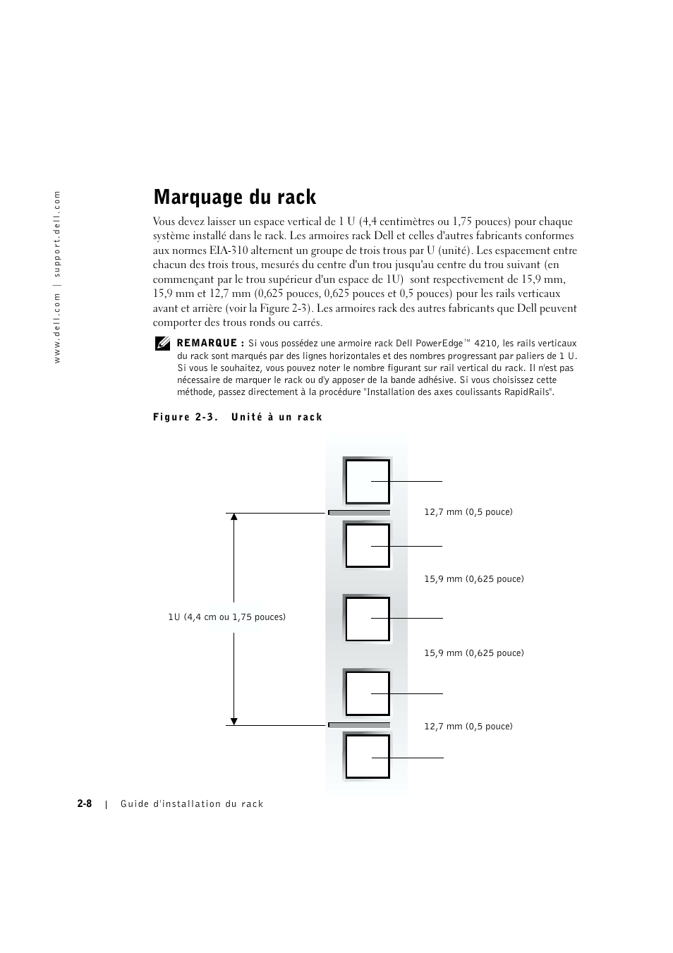 Marquage du rack, Marquage du rack -8 | Dell PowerVault 715N (Rackmount NAS Appliance) User Manual | Page 38 / 132