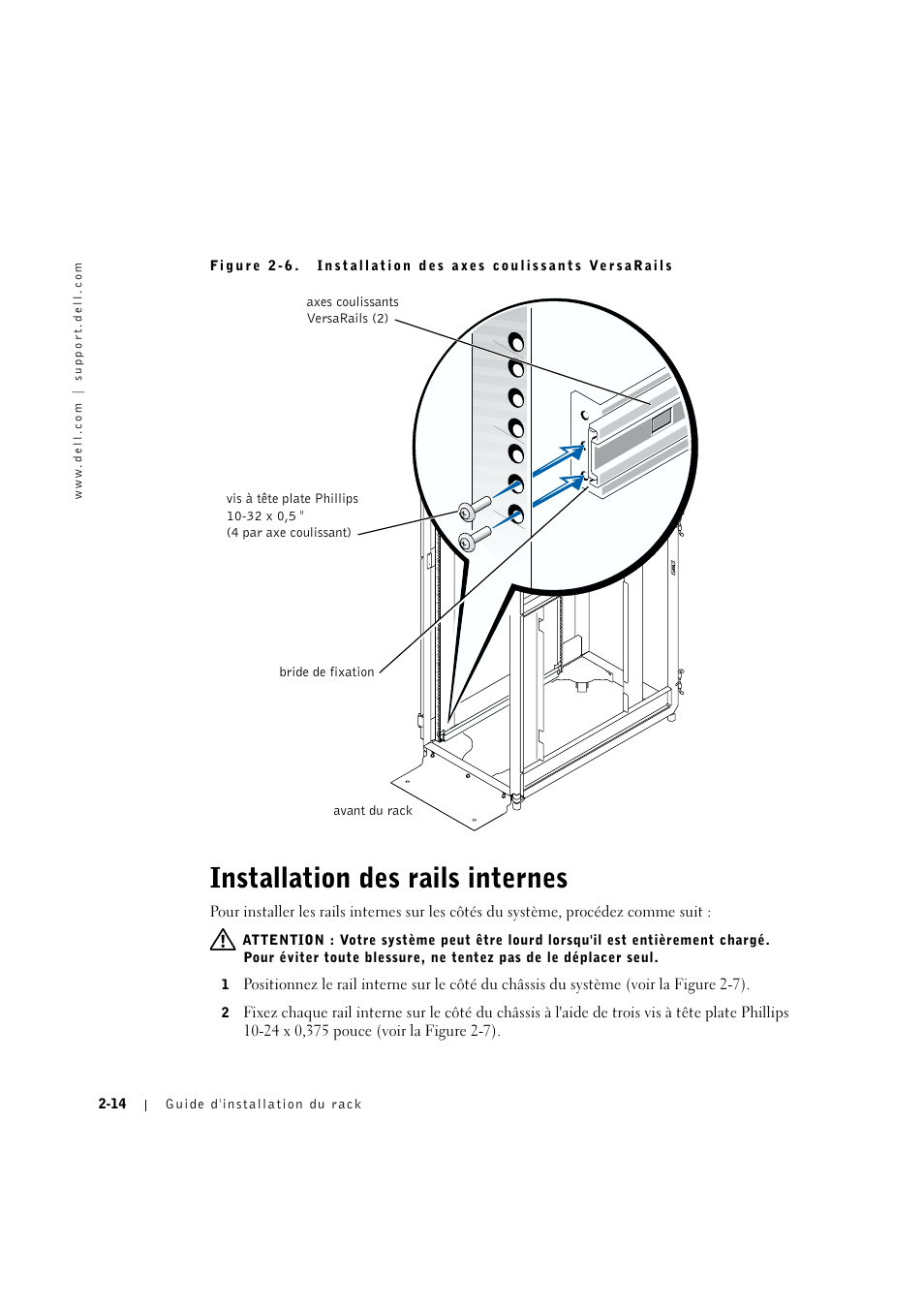 Installation des rails internes, Installation des rails internes -13 | Dell PowerVault 715N (Rackmount NAS Appliance) User Manual | Page 44 / 132