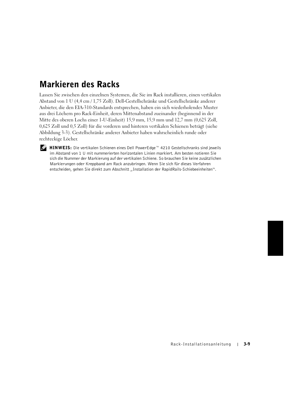 Markieren des racks, Markieren des racks -9 | Dell PowerVault 715N (Rackmount NAS Appliance) User Manual | Page 65 / 132