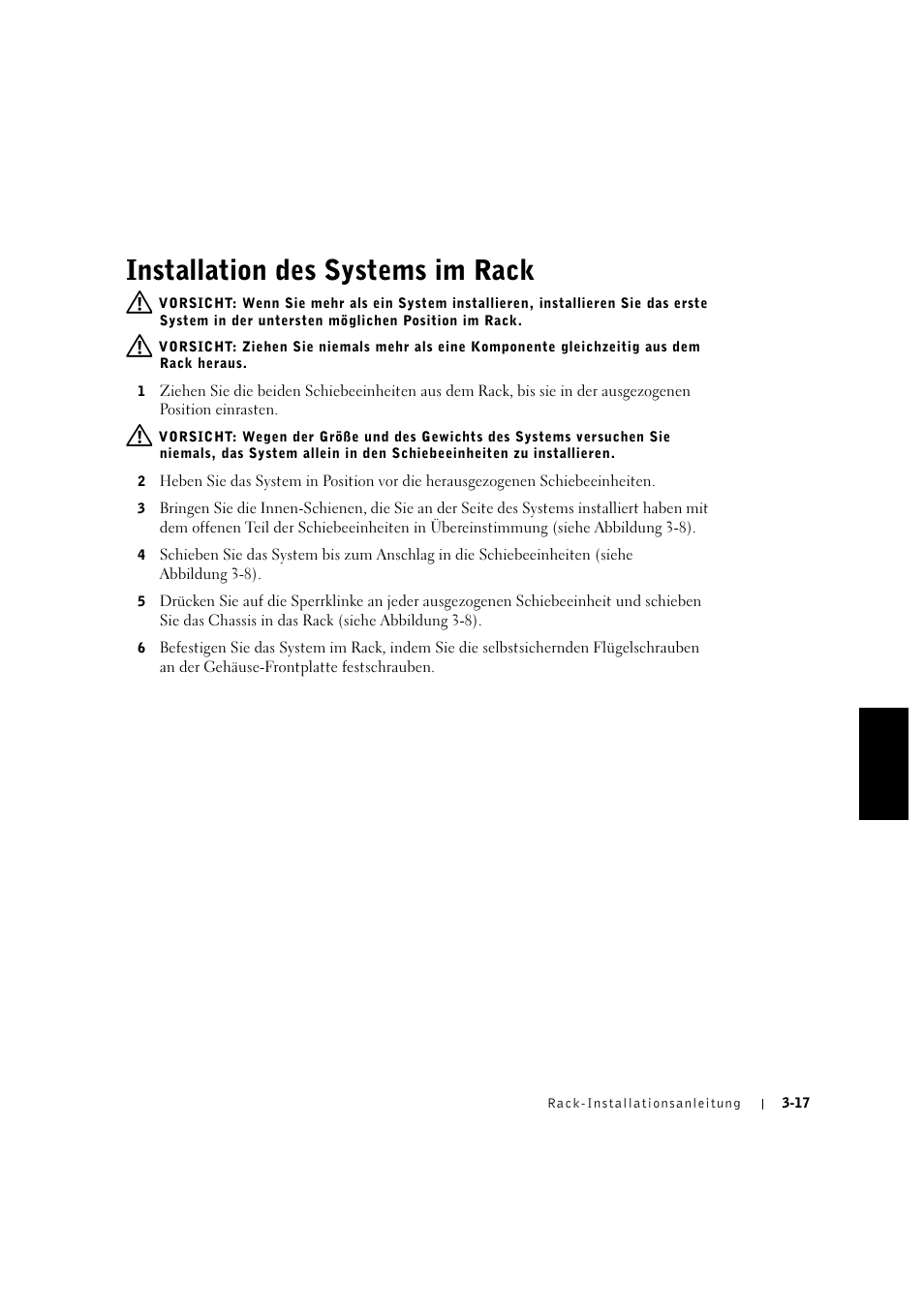 Installation des systems im rack | Dell PowerVault 715N (Rackmount NAS Appliance) User Manual | Page 73 / 132
