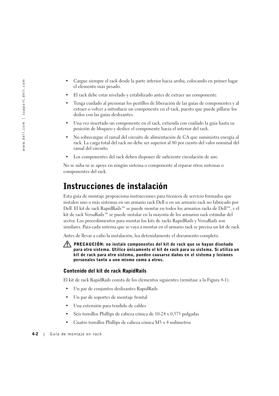 Instrucciones de instalación, Instrucciones de instalación -2 | Dell PowerVault 715N (Rackmount NAS Appliance) User Manual | Page 86 / 132