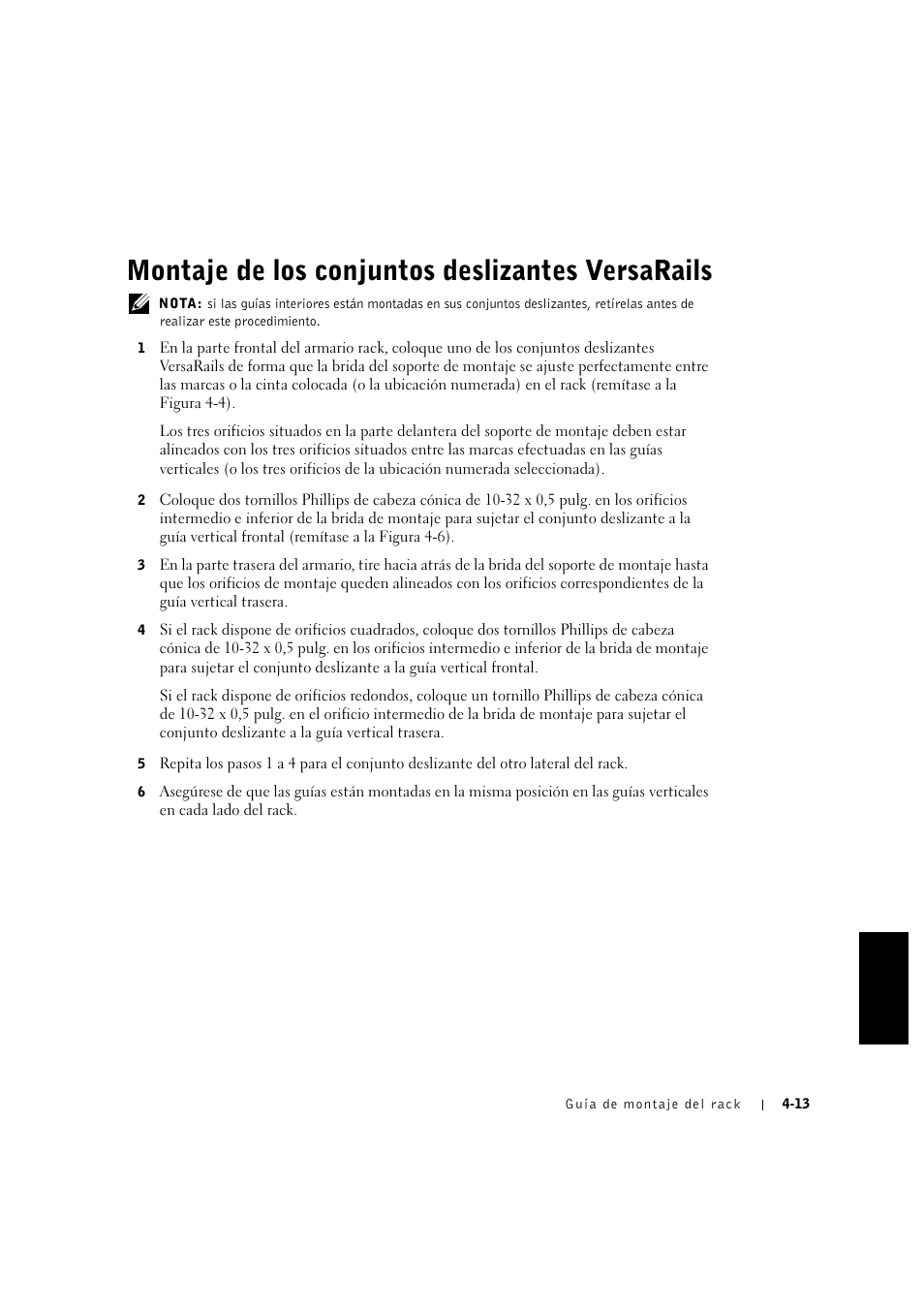 Montaje de los conjuntos deslizantes versarails | Dell PowerVault 715N (Rackmount NAS Appliance) User Manual | Page 97 / 132