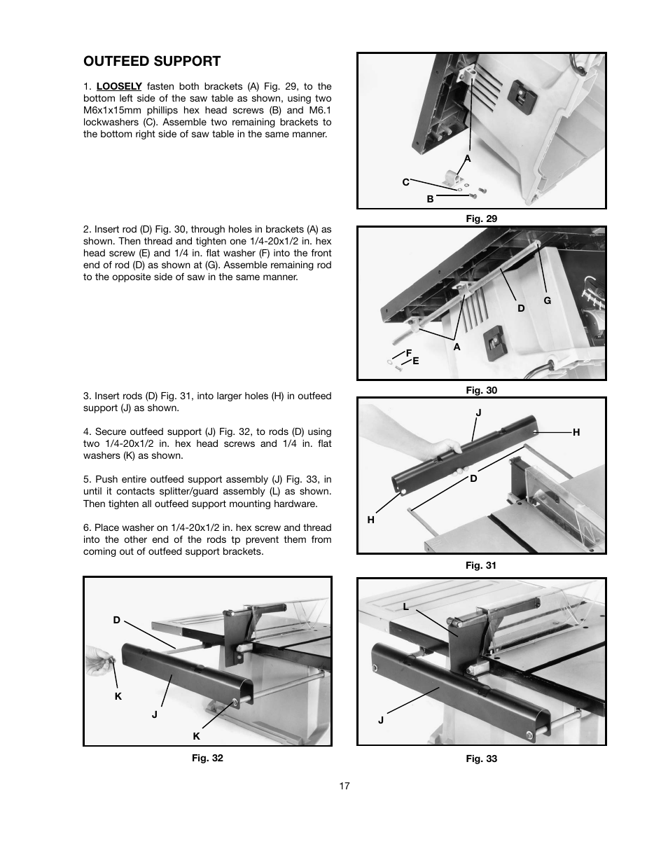 Outfeed support | Black & Decker FIRESTORM FS210LS User Manual | Page 17 / 68