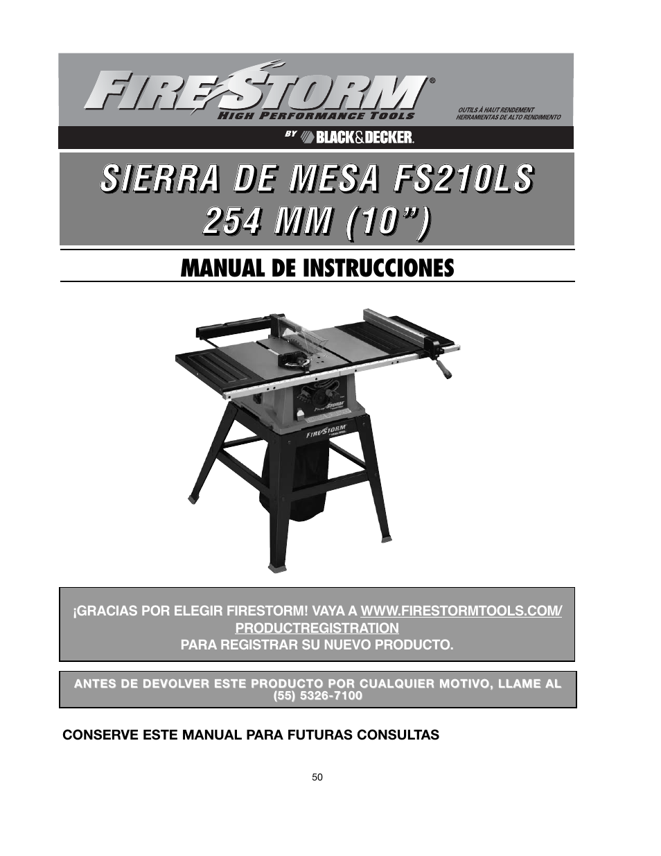 Black & Decker FIRESTORM FS210LS User Manual | Page 50 / 68